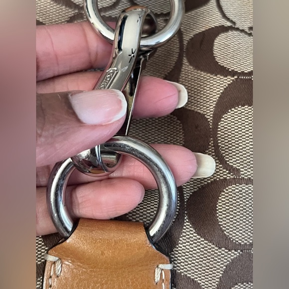 COACH Large Leather Hampton Signature Jacquard Clip Hobo Shoulderbag Brown - EUC - Picture 6 of 16